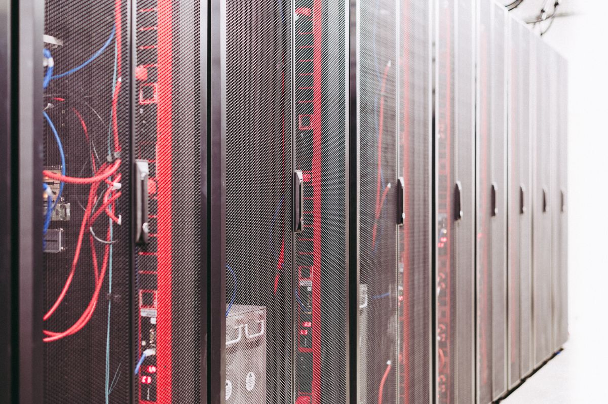 Rows of servers in a data center