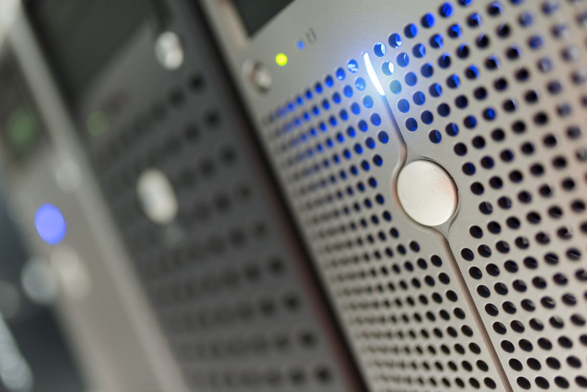 Server hardware racks in a modern data center